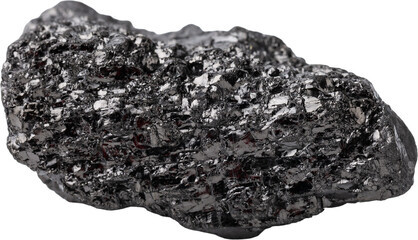 Natural black fossil coal on a white isolated background.