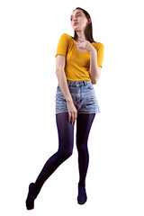 Fit and beautiful legs in sexy pantyhose. Woman in hosiery.