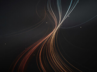 Abstract Light Trails with a Dark Background for Modern Designs and Presentations