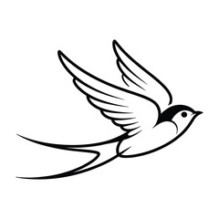 Obraz premium Black swallow bird in flight with long forked tail flying wings