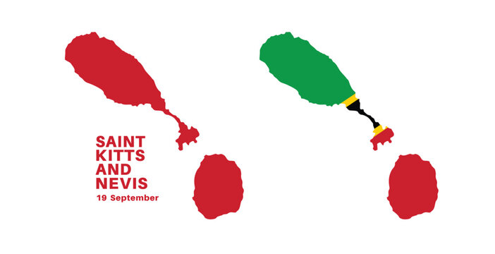 saint kitts and nevis flag and map set. saint kitts and nevis flag in official colors and proportions., map