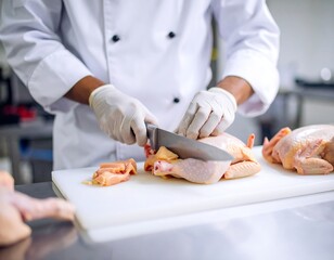 Chef preparing raw chicken (2)
