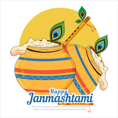 dahi handi festival of shree krishna janmashtami social media post vector illustration design