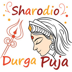 Colorful Durga Maa Face Vector art design illustrations, Line art vector design, illustrator design