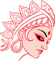 Colorful Durga Maa Face Vector art design illustrations, Line art vector design, illustrator design