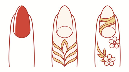 Red and gold minimalist nail art designs manicure beauty