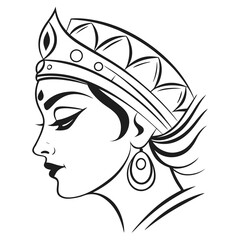 Colorful Durga Maa Face Vector art design illustrations, Line art vector design, illustrator design
