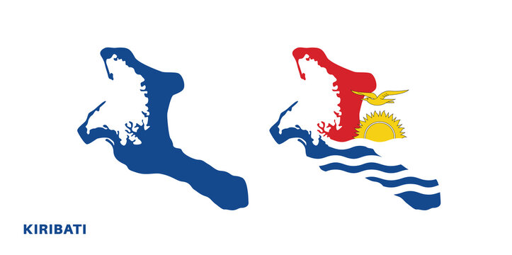 kiribati flag and map set. kiribati flag in official colors and proportions., map