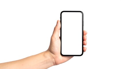 Hand holding a black smartphone