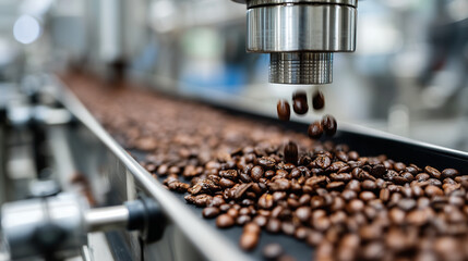 Automated coffee filling line in a modern factory efficiently processes roasted coffee beans