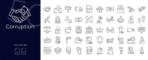 Corruption Line Editable Icons set. Vector illustration in modern thin line style of Corruption icons: corruption, bribe, fraud, etc