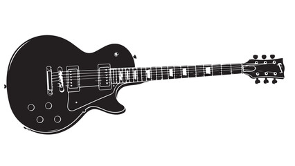 Black and white electric guitar illustration, vector graphic design