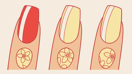 Red yellow floral nail art design red nail polish yellow nail polish
