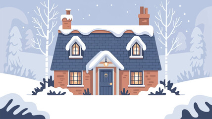 christmas house with snow