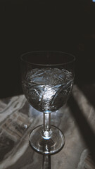 A glass of water on a table 