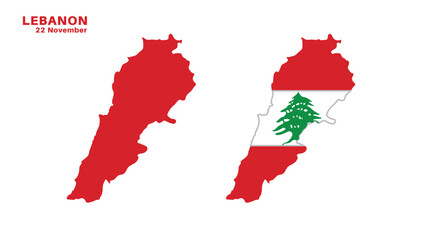 lebanon flag and map set. lebanon flag in official colors and proportions., map