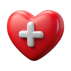 Obraz premium Red heart with white cross symbol isolated on transparent background