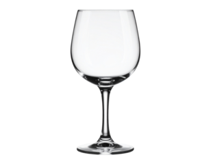 Crystal Clear Glass Goblet with Elegant Stem, Front View, Reflective Surface, Isolated on Transparent Background.
