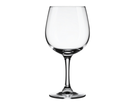 Crystal Clear Glass Goblet with Elegant Stem, Front View, Reflective Surface, Isolated on Transparent Background.