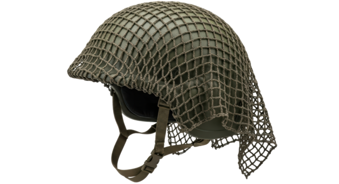 Isolated Military Helmet with Net