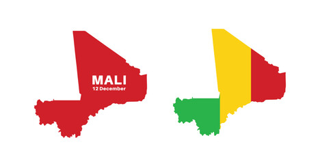 Fototapeta premium mali flag and map set. mali flag in official colors and proportions., map