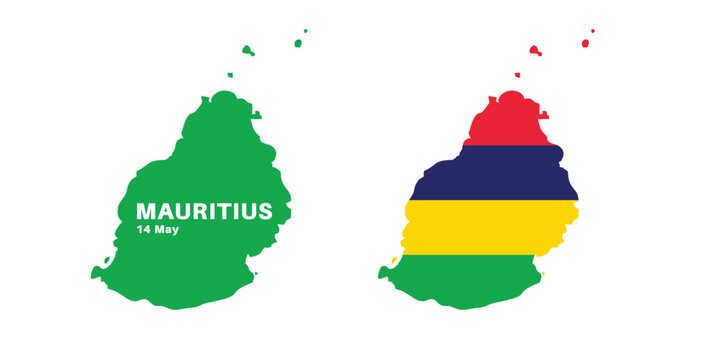 mauritius flag and map set. mauritius flag in official colors and proportions., map