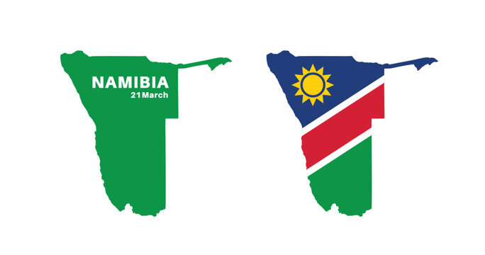 namibia flag and map set. namibia flag in official colors and proportions., map