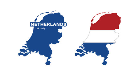 netherlands flag and map set. netherlands flag in official colors and proportions., map