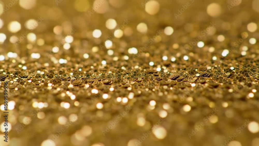 Wall mural golden glittery surface with bokeh effect and shallow depth of field