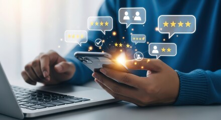 Customer reviews and ratings are displayed on a mobile phone screen