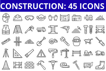 A set of icons illustrating construction and repair