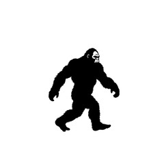 Vector art of bigfoot walking silhouette isolated on a white background