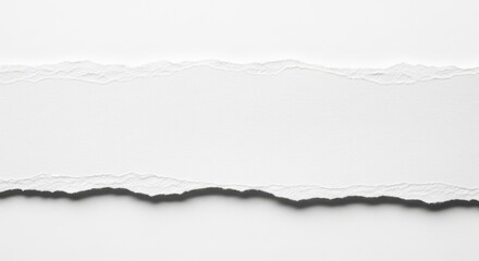 A torn piece of white paper with a rough edge