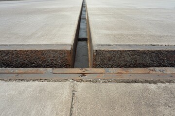 Concrete road with drainage channel