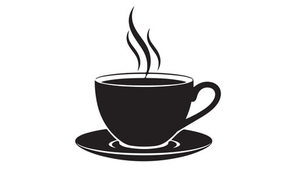 Simple Black and White Coffee Cup Illustration, Vector Design Element