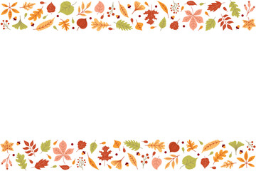 Horizontal frame with autumn leaves