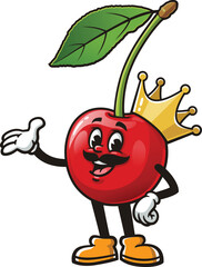 Cartoon character of the cherry king wearing his crown
