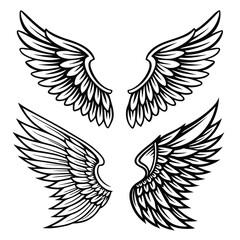Three Stylized Black and White Angel Wing Sets angel wings