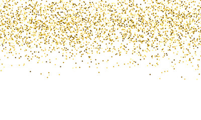 gold glitter round particles confetti. Luxury sparkling glitter dust falling isolated on transparent background. Falling magic glitter confetti, golden dust. Modern Design elements or decoration, PNG
