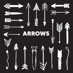 Arrow brush line chalk sketch texture brush vector set. Crayon marker scribble sketch stroke arrow element line brush hand drawn design. Texture abstract . Vector illustration