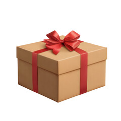 Obraz premium Gift box with red ribbon, decorative gift box with a striking red ribbon tied around it