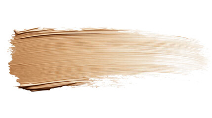 Soft beige brush stroke with smooth texture and artistic paint detail isolated on white background
