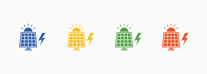 Solar Energy Icon Set Color Multiple Style Collection