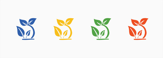 Plant Icon Set Color Multiple Style Collection