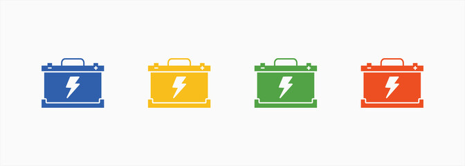Electric Battery Icon Set Color Multiple Style Collection