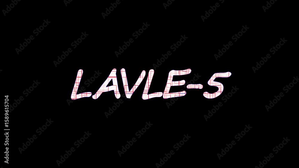 Fototapete text level-5 animation. white color text level up with effect on black background. glowing level up 