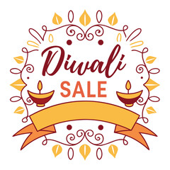 Diwali Sale Banner Red Maroon Gold Yellow Floral Design