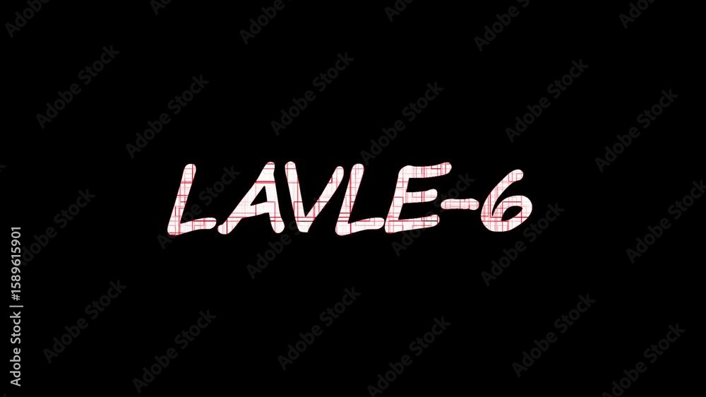Fototapete text level-6 animation. white color text level up with effect on black background. glowing level up 