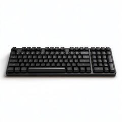 Black mechanical keyboard front facing view isolated on white