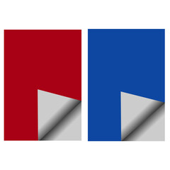 Fototapeta premium Red and Blue Page Corner Fold Icons PNG – Realistic Paper Peel Effect